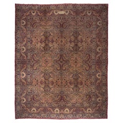 Rare Antique Persian Lavar Kerman Workshop Carpet, Allover Field, Colorful