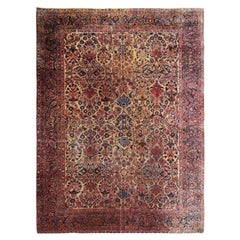 Rare Antique Persian Mohajeran Rug 274x365cm Design Gold Wool 9x12 Circa 1890