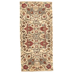 Rare Antique Persian Semnan Rug with Red and Brown Floral Details on Ivory Field