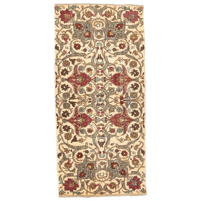 Grand Tapis Persan Motif Floral Rouge Et Blanc - 146x221 Cm - Occasion Italie