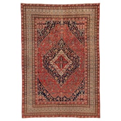 Seltener antiker persischer Senneh-Teppich, leuchtende Farben