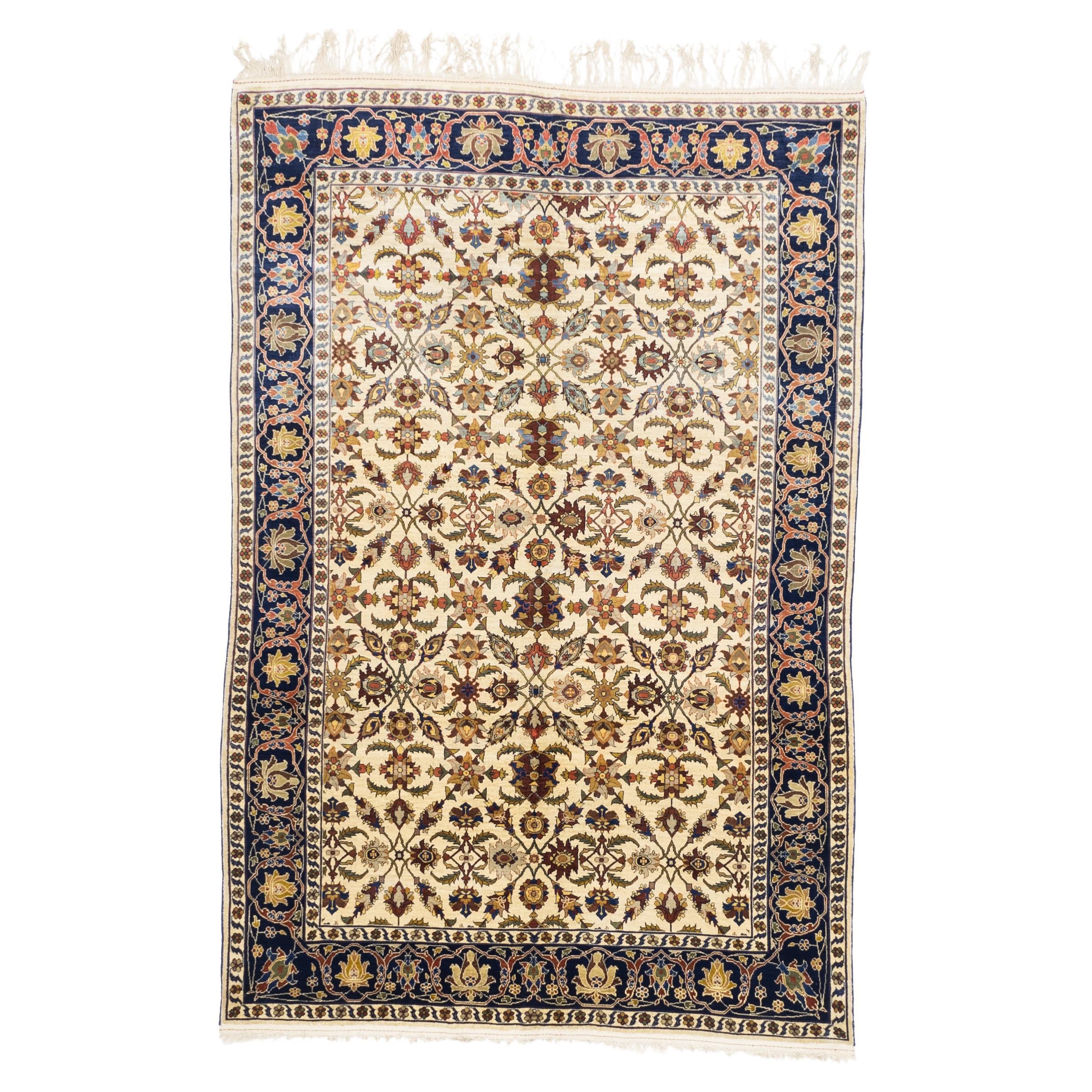Rare Antique Persian Silk Farahan Rug 4'4" x 6’7"