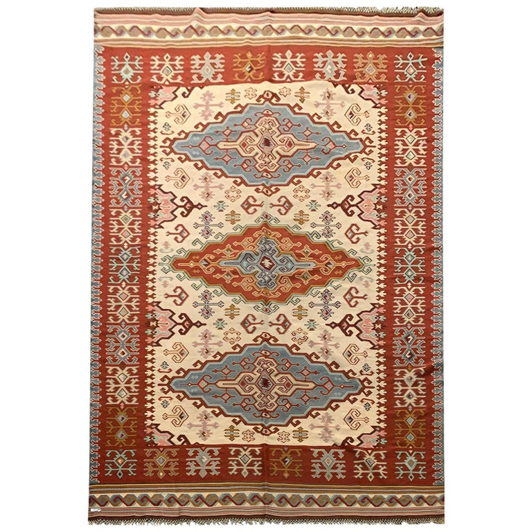Rare Antique Kilim Handwoven Pirot Serbian Rug For Sale at 1stDibs