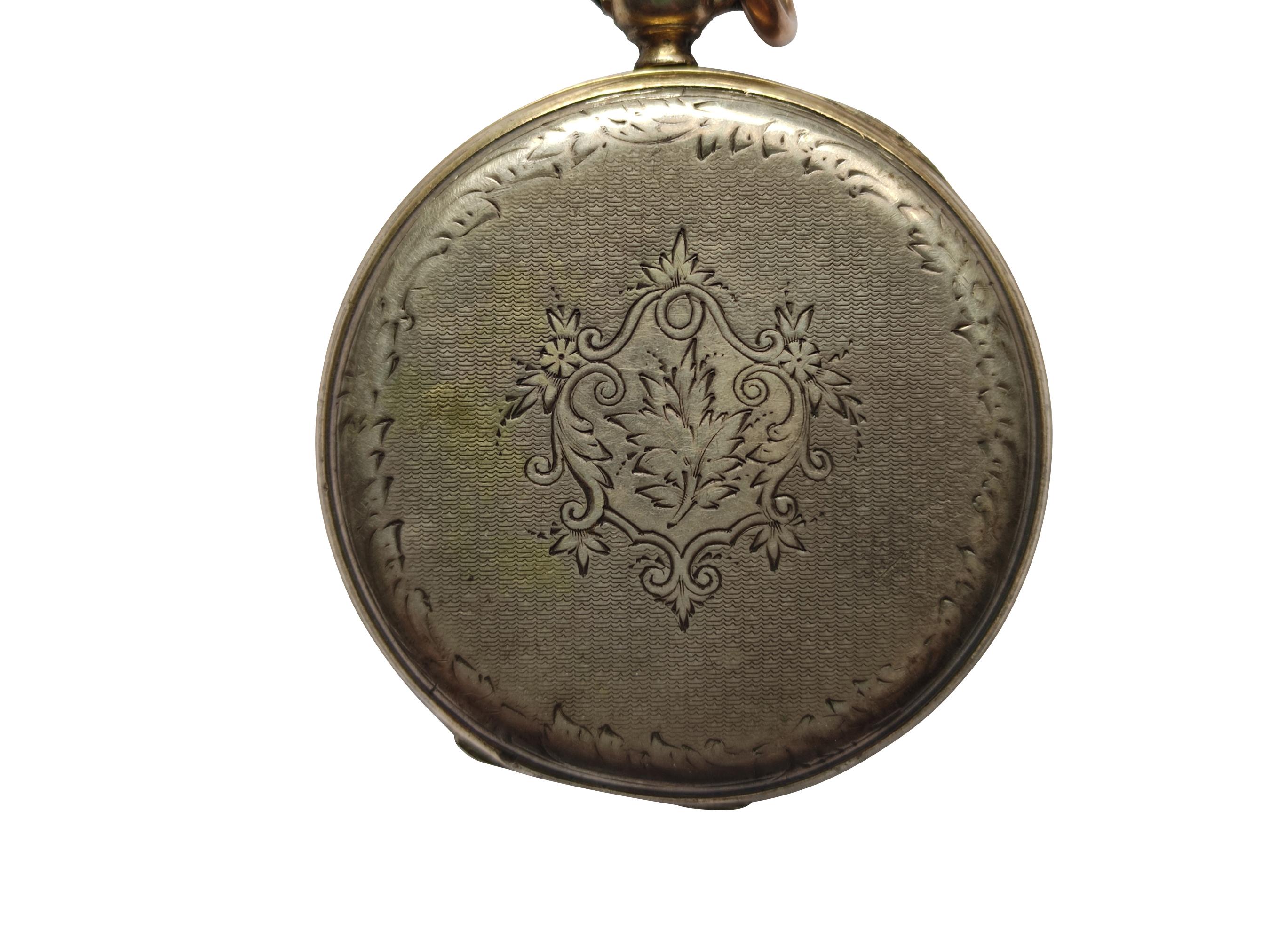 Rare Antique Pocket Key Watch French 1800s with Painted Enamel Dial For Sale 10