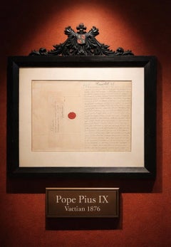 Rare Antique Pope Pius IX Papal Letters Wax Seal Signature Vatican