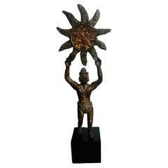 Rare Antique Pre-Columbian Bronze Sculpture Worshiping Inti (God of Sun) 