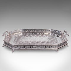 Rare Antique Presentation Serving Tray, English, Silver Plate, Victorian, C.1875