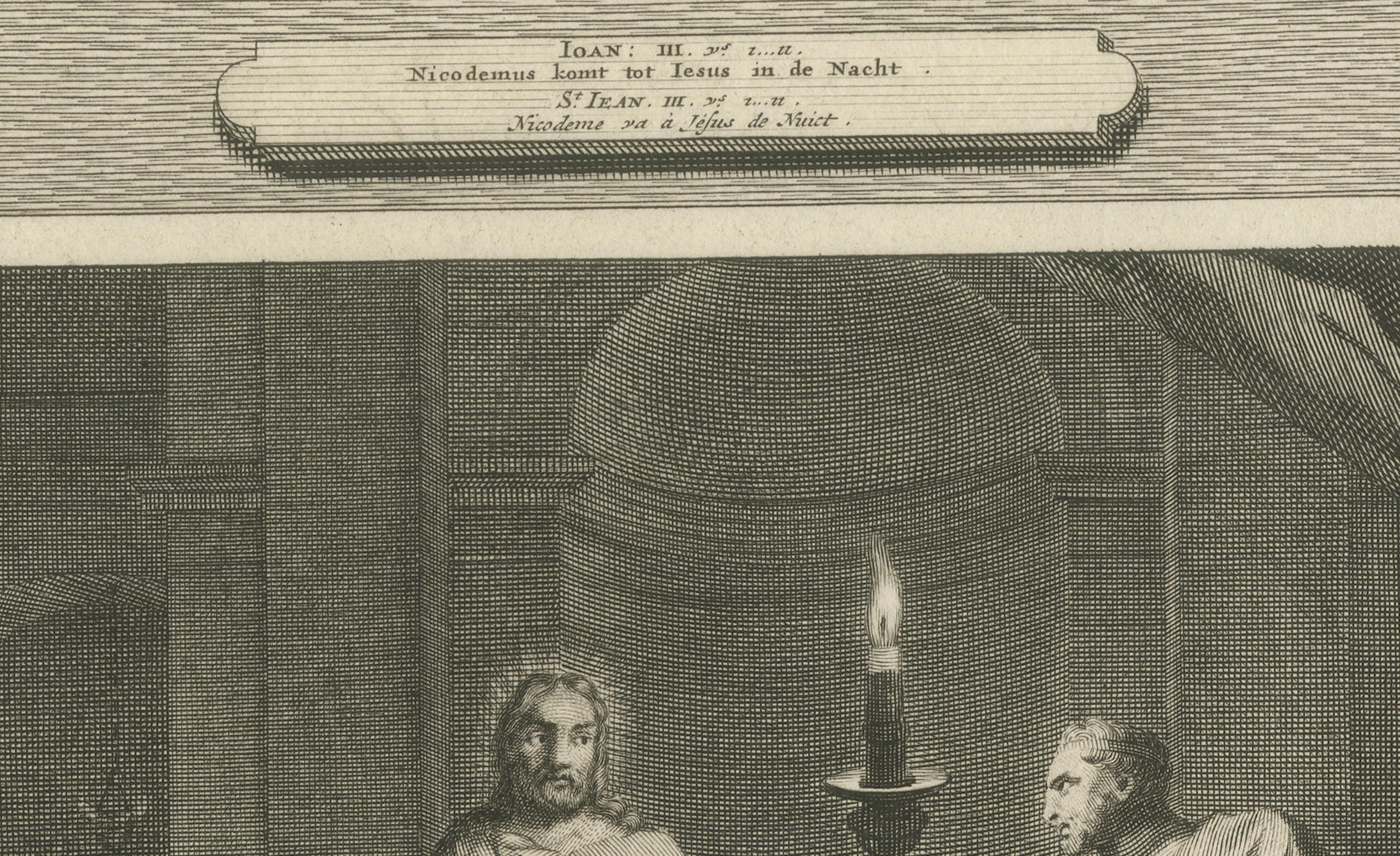 Début du XVIIIe siècle Rare estampe ancienne - Le Christ avec Nicodème et la Samaritaine au puits, c.1700 en vente
