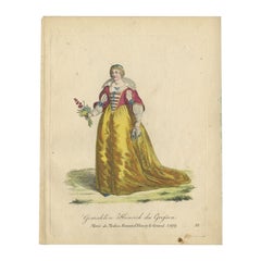 Rare Antique Print of Marie de' Medici, Queen of France and Navarra, 1805