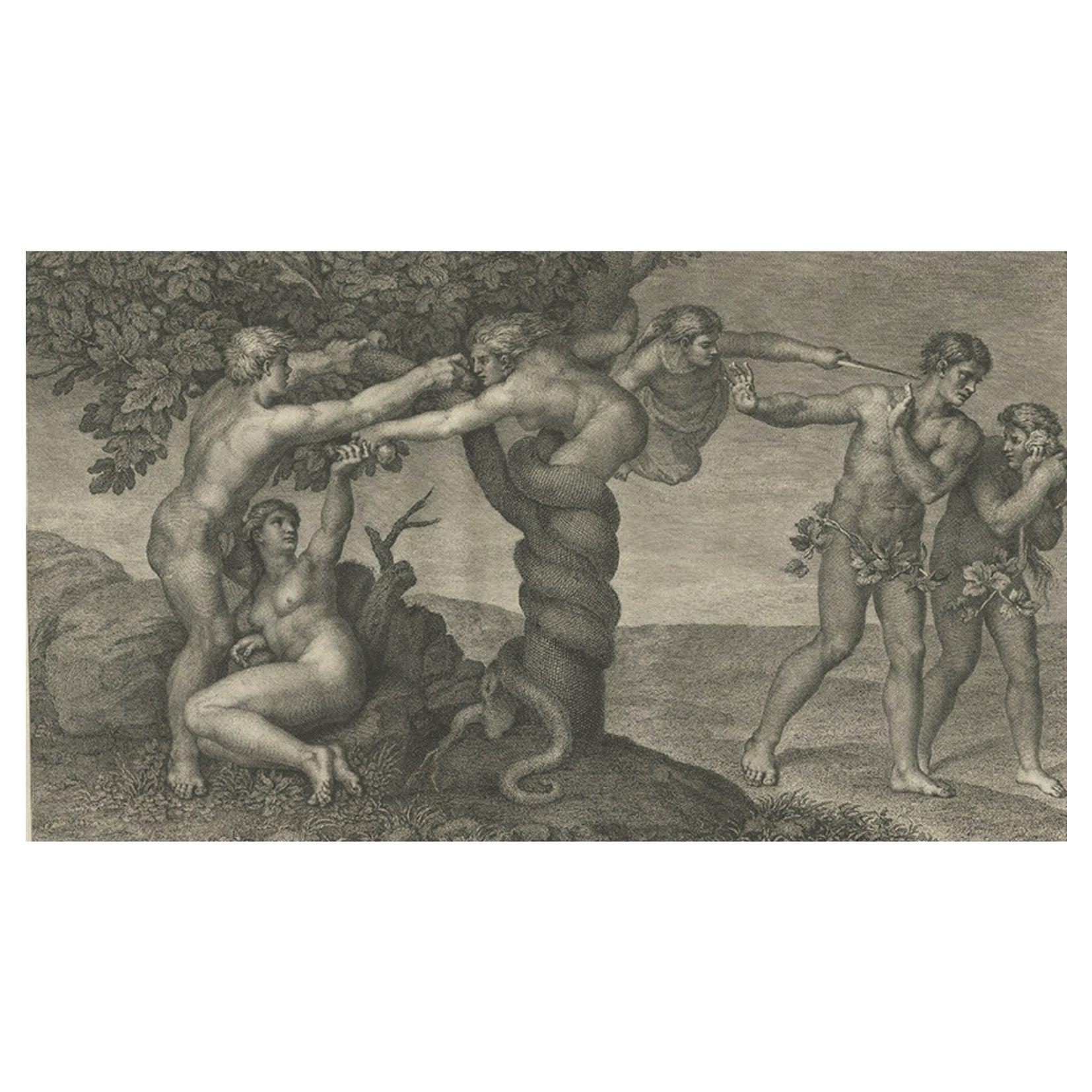 Rare tirage ancien de Temptation et Expulsion, vers 1780 en vente