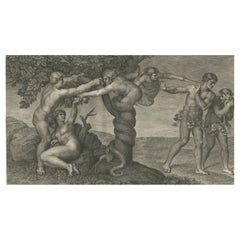 Rare tirage ancien de Temptation et Expulsion, vers 1780
