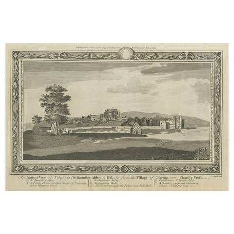 Rare Antique Print of the Famous Westminster Abbey, London, England, C.1800