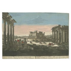 Rare impression ancienne des ruines de Palmyra en Syrie, vers 1770