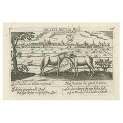 Rare Antique Print of the University City of Franeker, the Netherlands, 1678