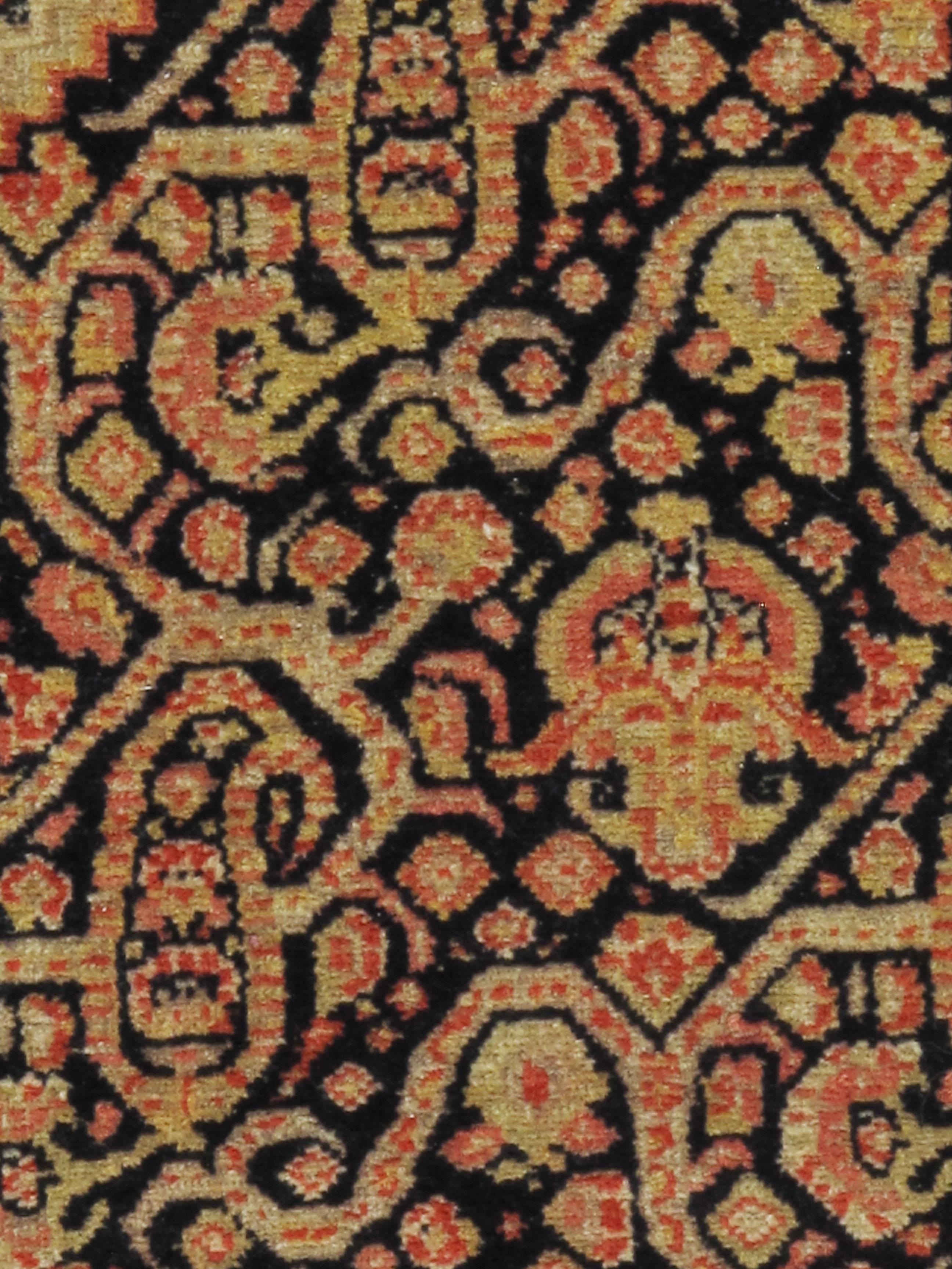 Rare Antique Red Persian Fine Senneh on Silk Foundation 4'1 x 6'7 In Good Condition For Sale In New York, NY