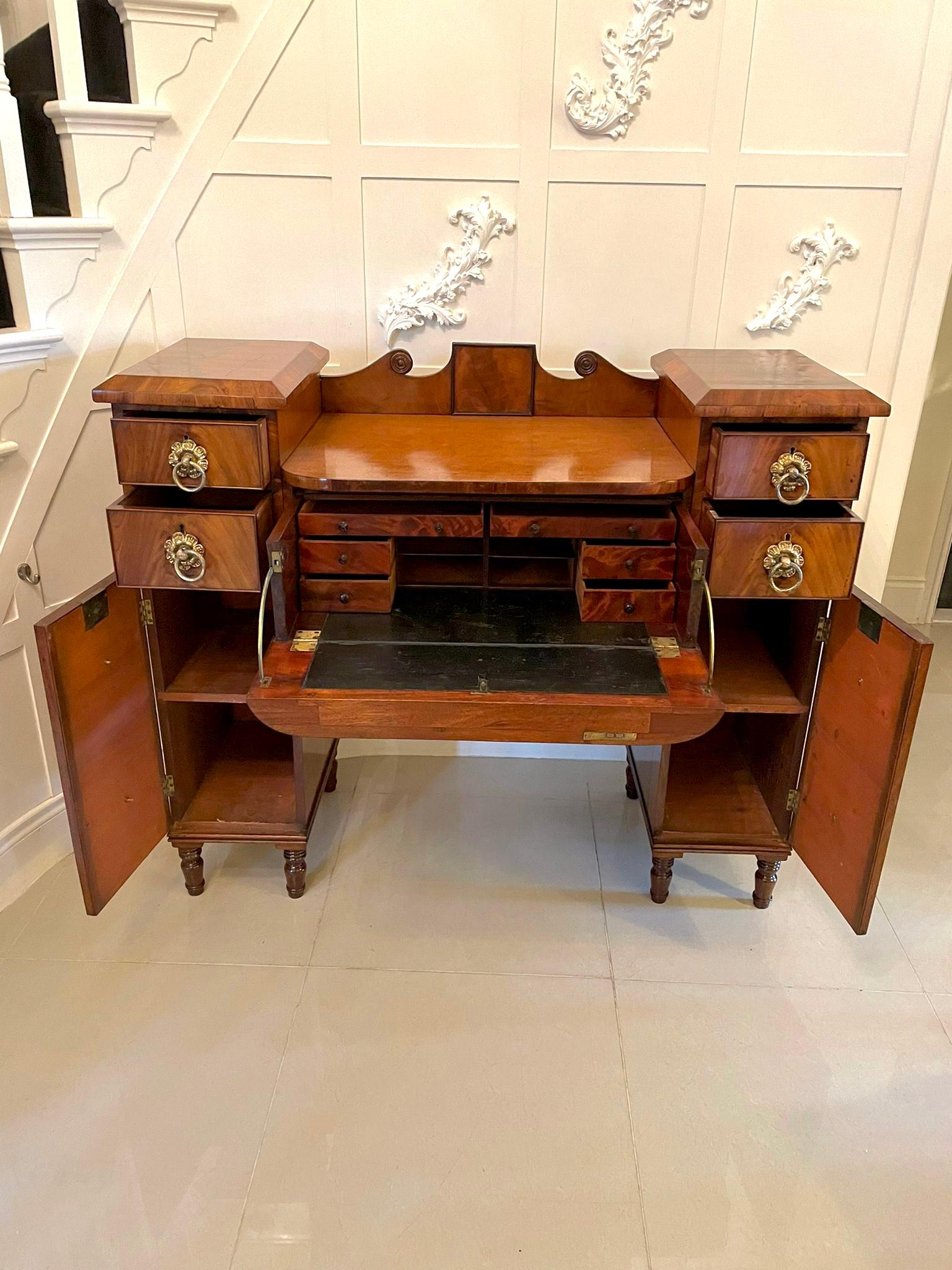 Rare Antique Regency Quality Mahogany Secretaire Sideboard For Sale 1