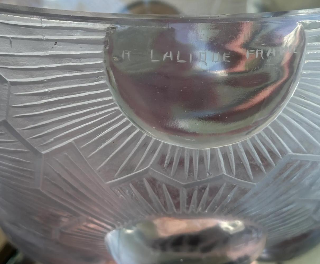 Raro Antique Rene Lalique Soleil French Art Glass Flush Mount Chande Light F Francés en venta