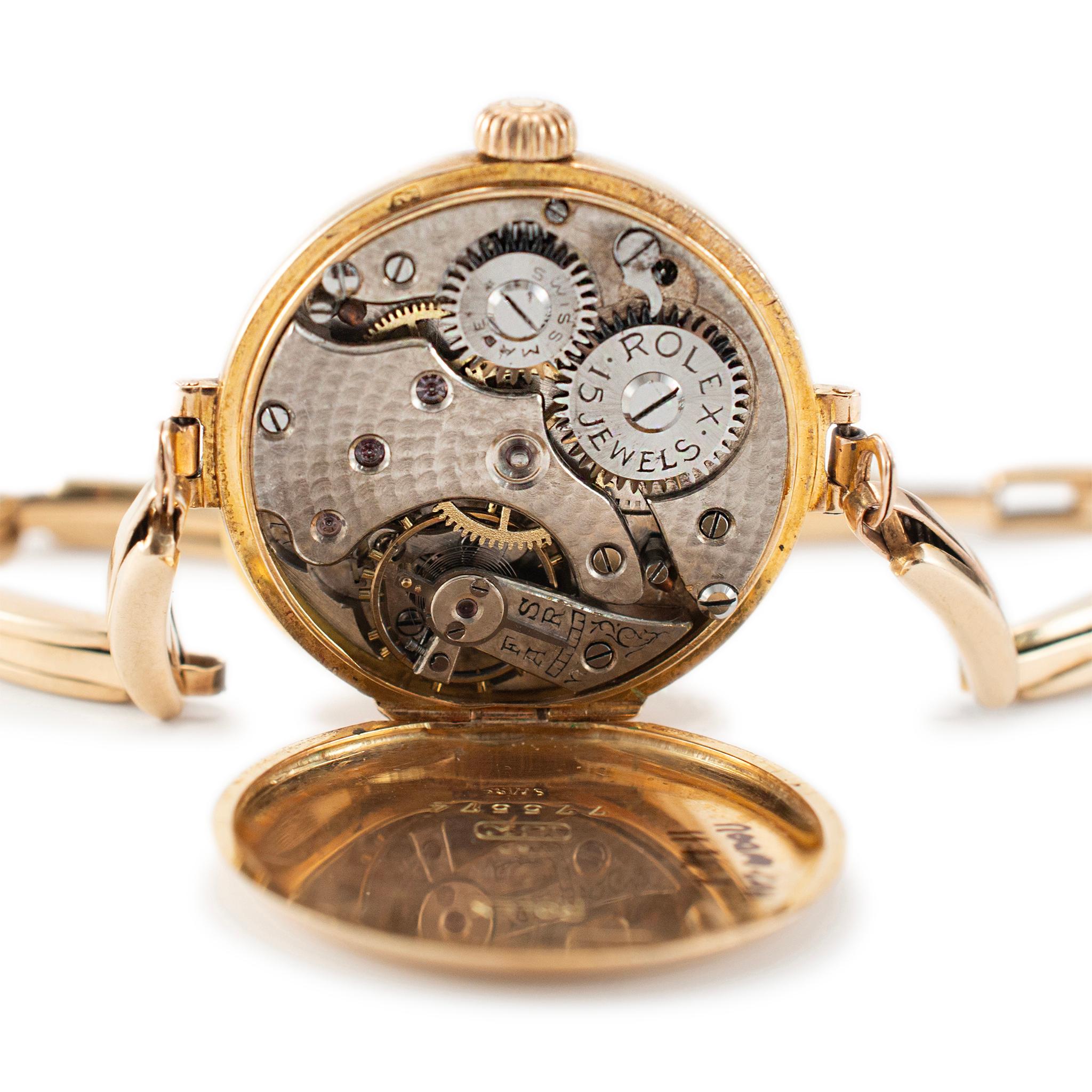 Seltene antike Rolex 1920er Jahre Damenuhr mit Handaufzug 26MM 15K Gelbgold im Angebot 3