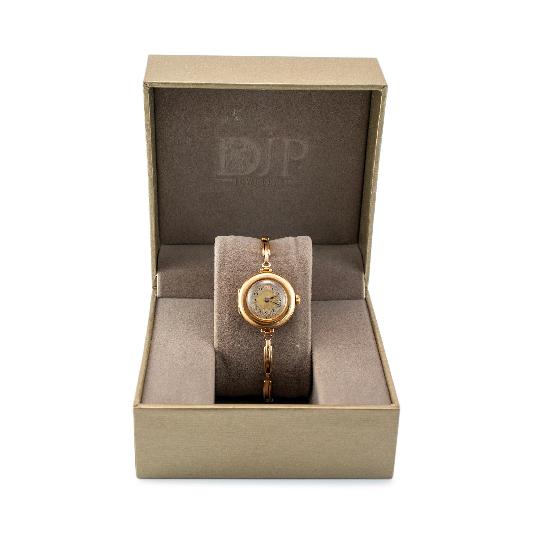 Seltene antike Rolex 1920er Jahre Damenuhr mit Handaufzug 26MM 15K Gelbgold im Angebot 5