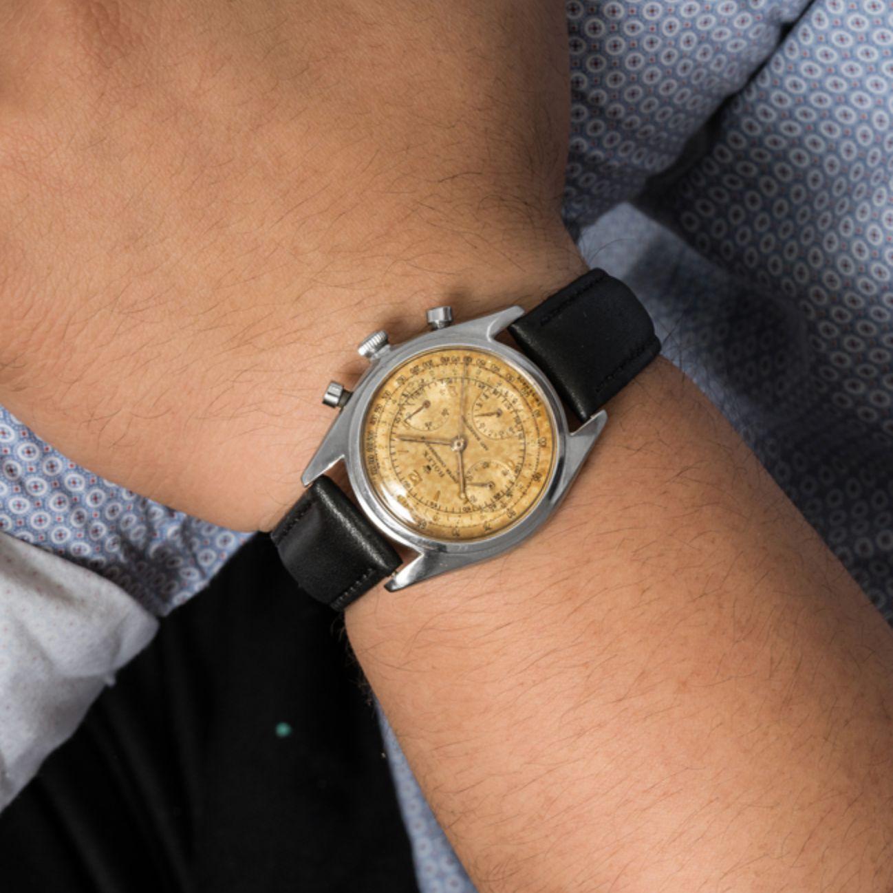 Rolex Montre chronographe ancienne rare en acier inoxydable en vente 4