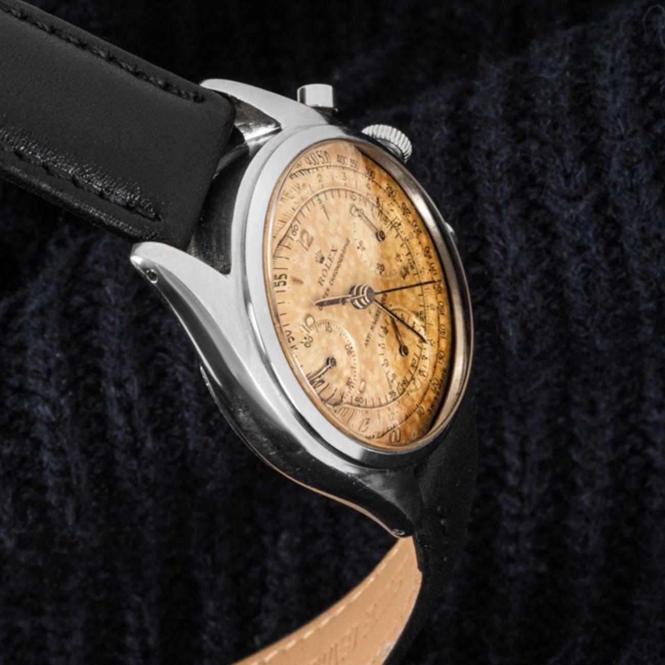Rolex Montre chronographe ancienne rare en acier inoxydable en vente 5