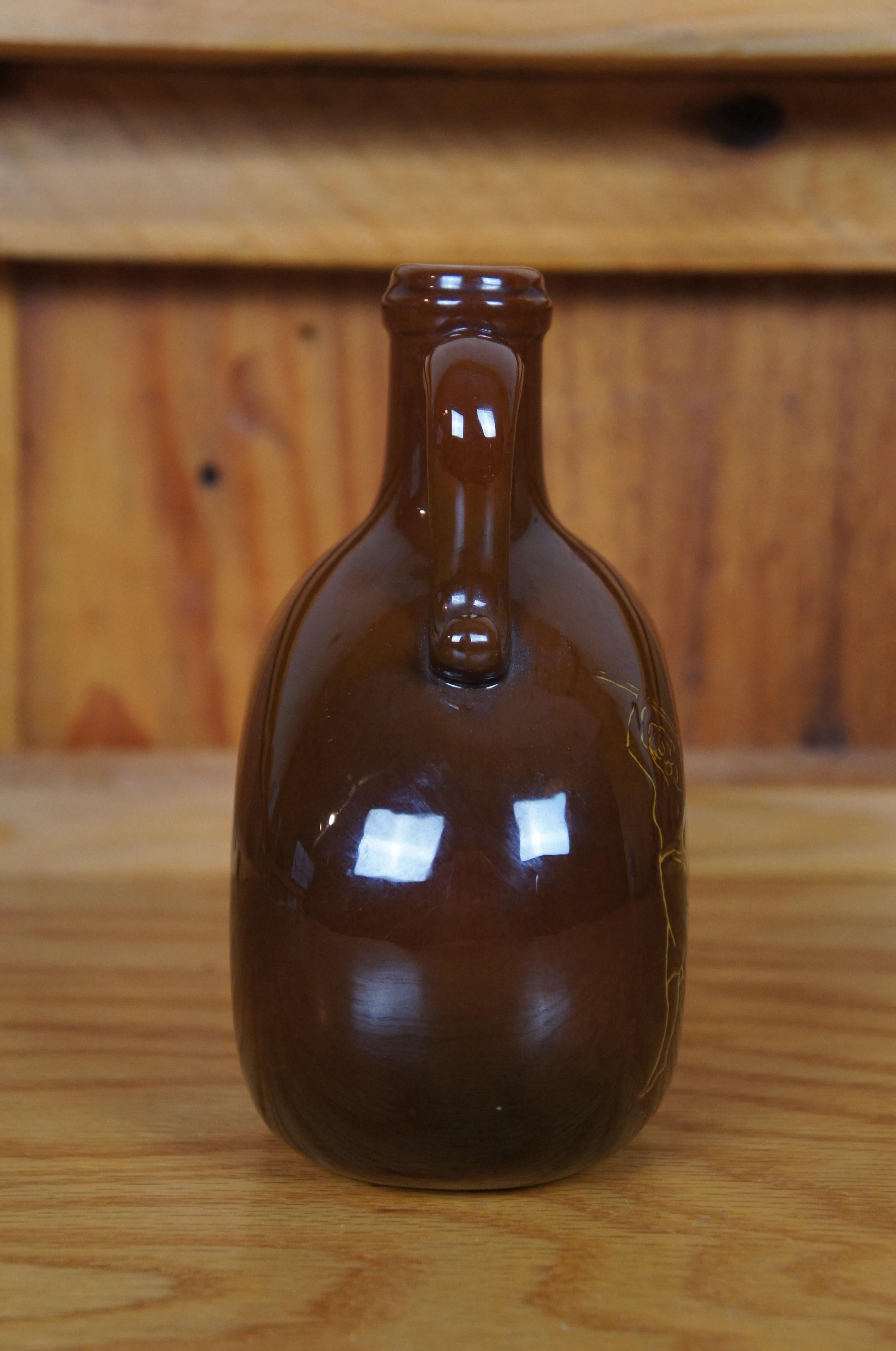 Seltener antiker Rookwood 1891 Edward P. Cranch Swinging Bear Pilgrim Flask Jug 6