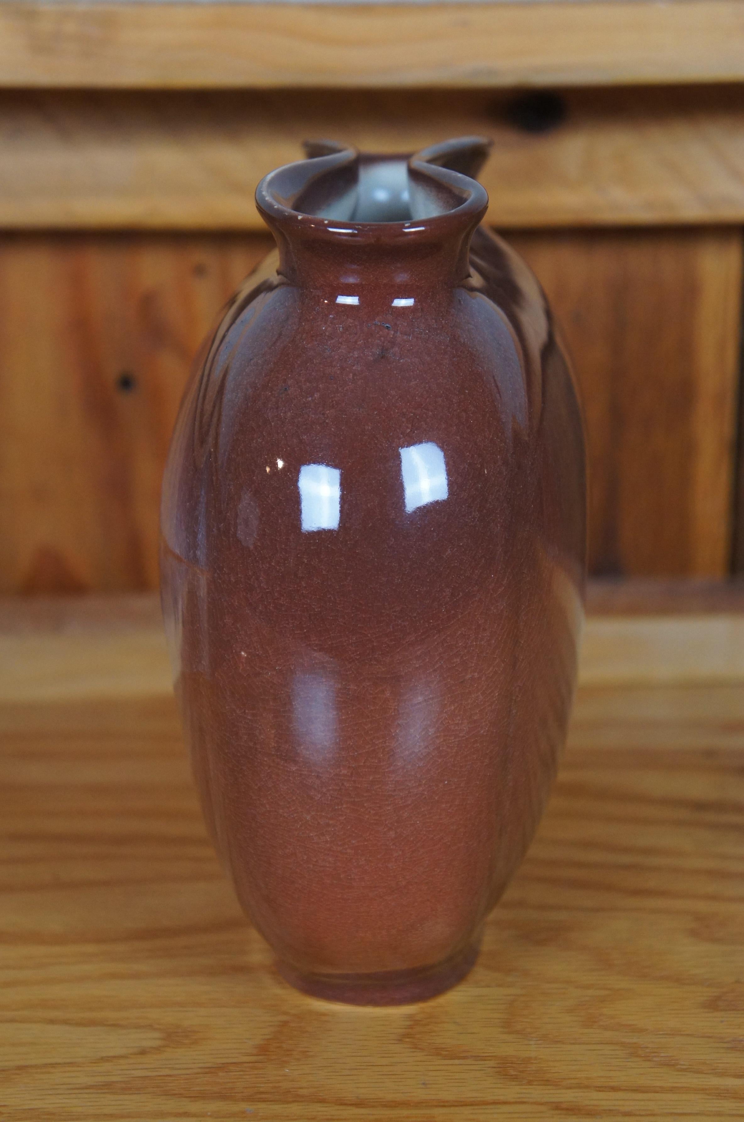 Terracotta 1896 Raro Antico Kataro Shirayamadani Alce Cervo Cuscino Vaso 8