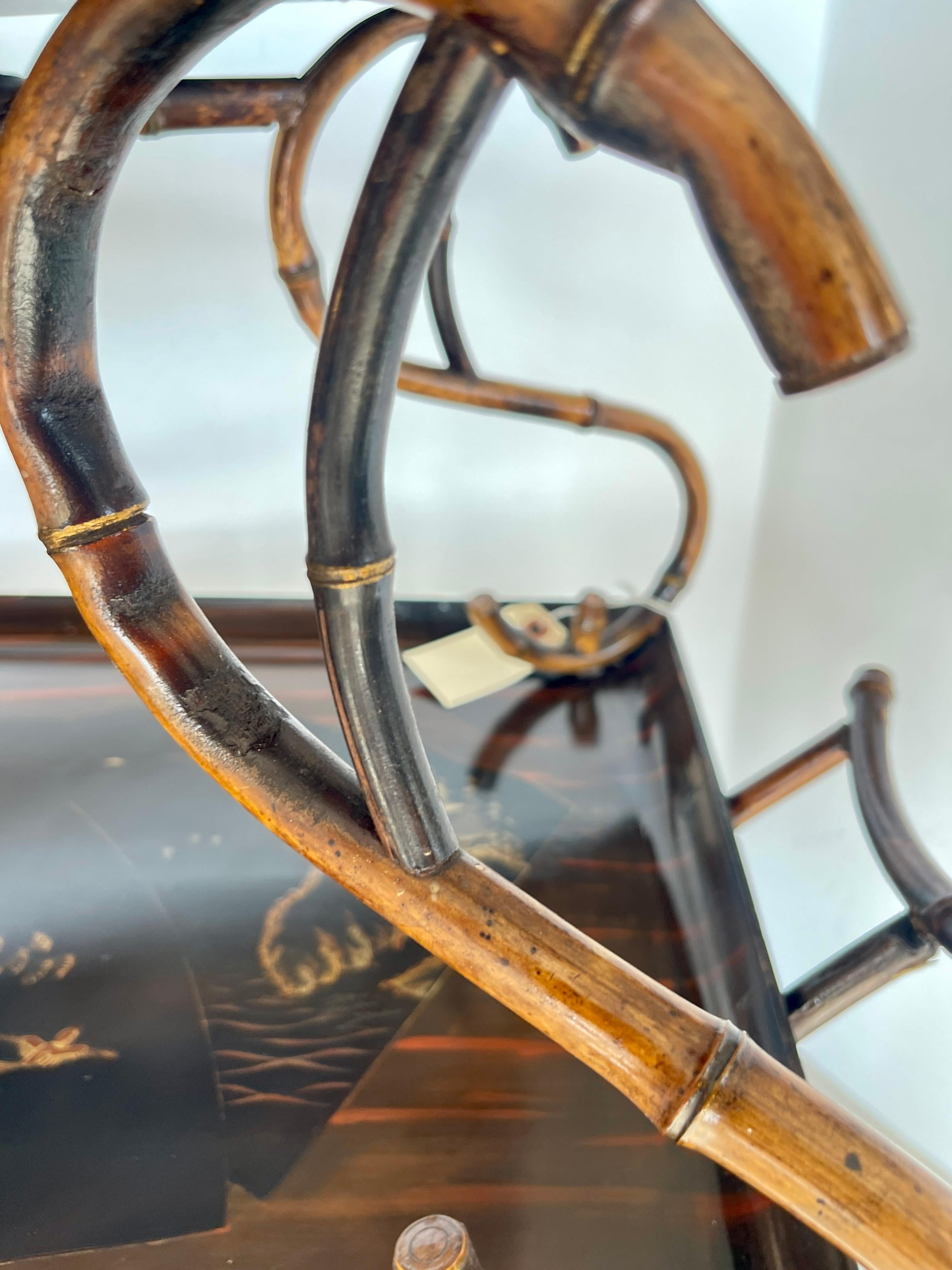 Rare Antique Root Bamboo & Lacquer Tray Table by Perret Et Vibert, C.1870-1890 For Sale 12