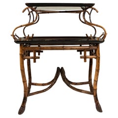 Rare Antique Root Bamboo & Lacquer Tray Table by Perret Et Vibert, C.1870-1890