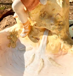 Rare et ancien bol de centre de table Royal Dux, pêcheur d'Esope et sa flûte par Hampel