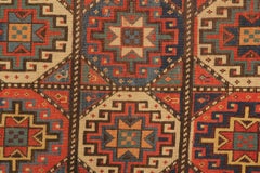 Raro Tappeto antico caucasico a medaglione Tappeto fatto a mano dell'area kazaka CHR48