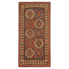 Rare Antique Rug Caucasian Medallion Rug Handmade Carpet from Kazak Area CHR48 