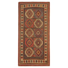 Rare Antique Rug Caucasian Medallion Rug Handmade Carpet from Kazak Area CHR48