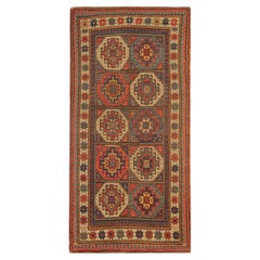 Rare tapis caucasien ancien à médaillons fait à la main de la région de Kazak CHR48 