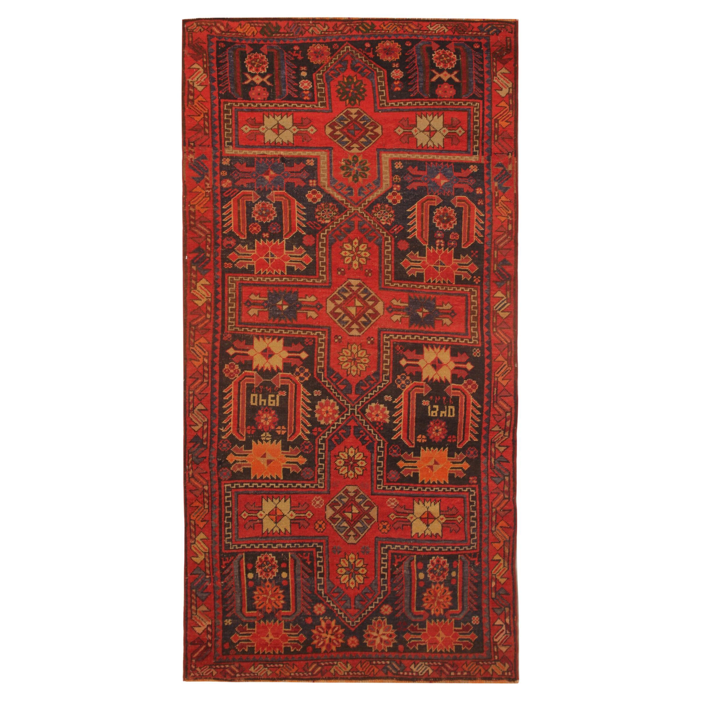 Rare Antique Rug Caucasian Medallion Rug Handmade Carpet from Kazak Area 