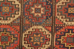 Rare Antique Rug Caucasian Medallion Rug Handmade Carpet from Kazak Area