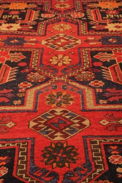 Rare Antique Rug Caucasian Medallion Rug Handmade Carpet from Kazak Area