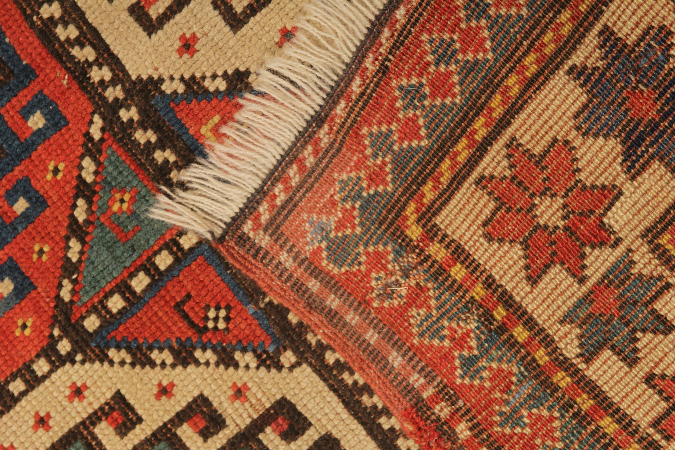 Wool Rare Antique Rug Caucasian Oriental Rug Handmade Carpet from Kazak Area Rug For Sale