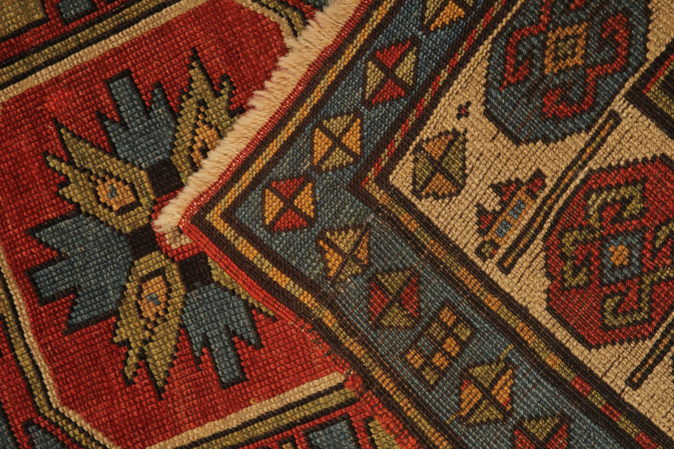 Vegetable Dyed Rare Handmade 19th Century Caucasian Kazak Area Rug Carpet 