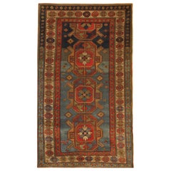 Rare Handmade 19th Century Caucasian Kazak Area Rug Carpet 