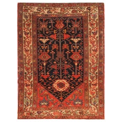 Rare Antique Rug Caucasian Oriental Rug Handmade Carpet Kazak Area Rug for Sale