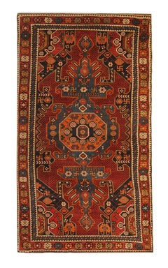 Rare Antique Rug Kazak Caucasian Red Medallion Rug Handmade Carpet of kuba Area