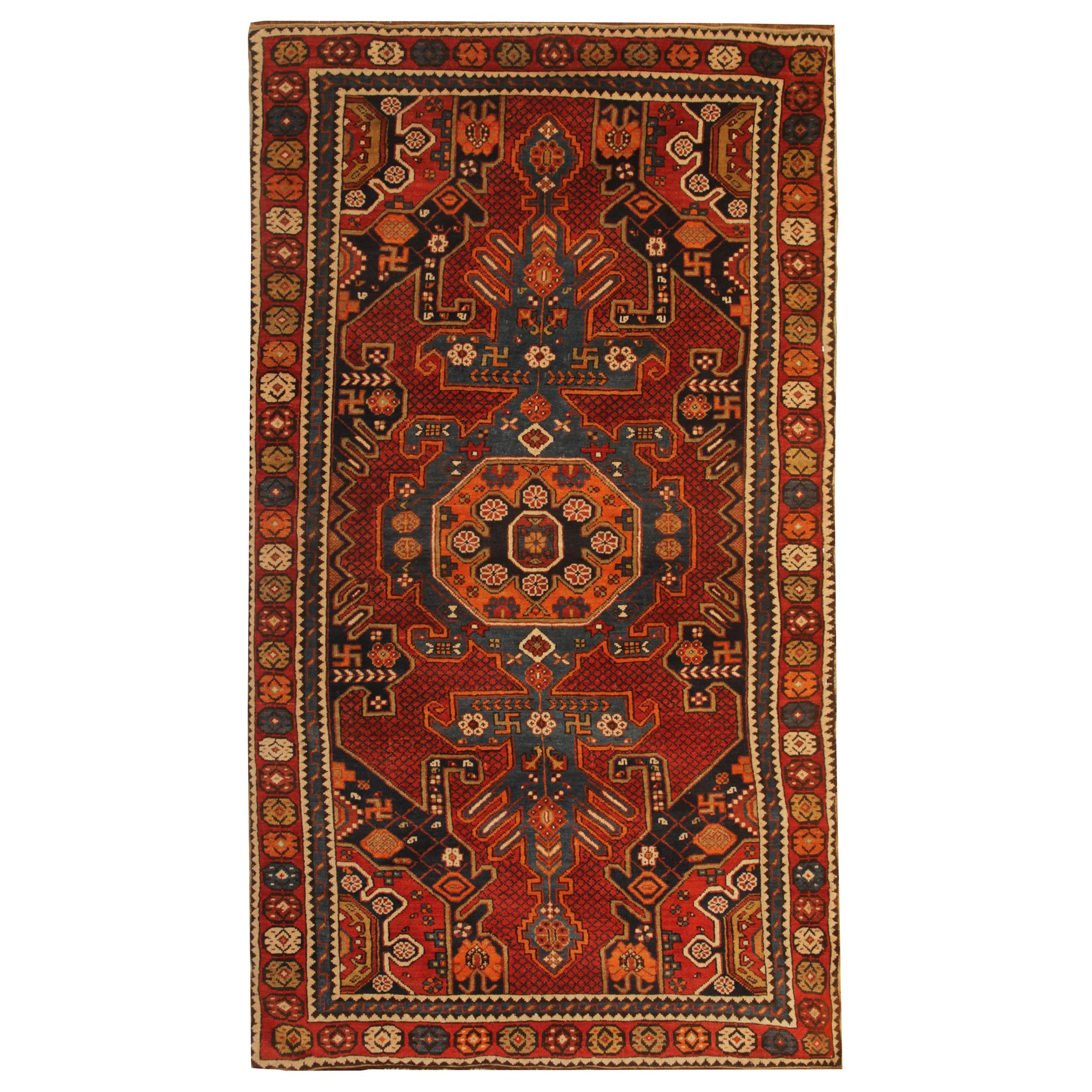 Rare Antique Rug Caucasian Oriental Rug Handmade Carpet from Shirvan Area Rug
