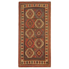 Rare Antique Rug Caucasian Oriental Rug Handmade Carpet from Kazak Area Rug