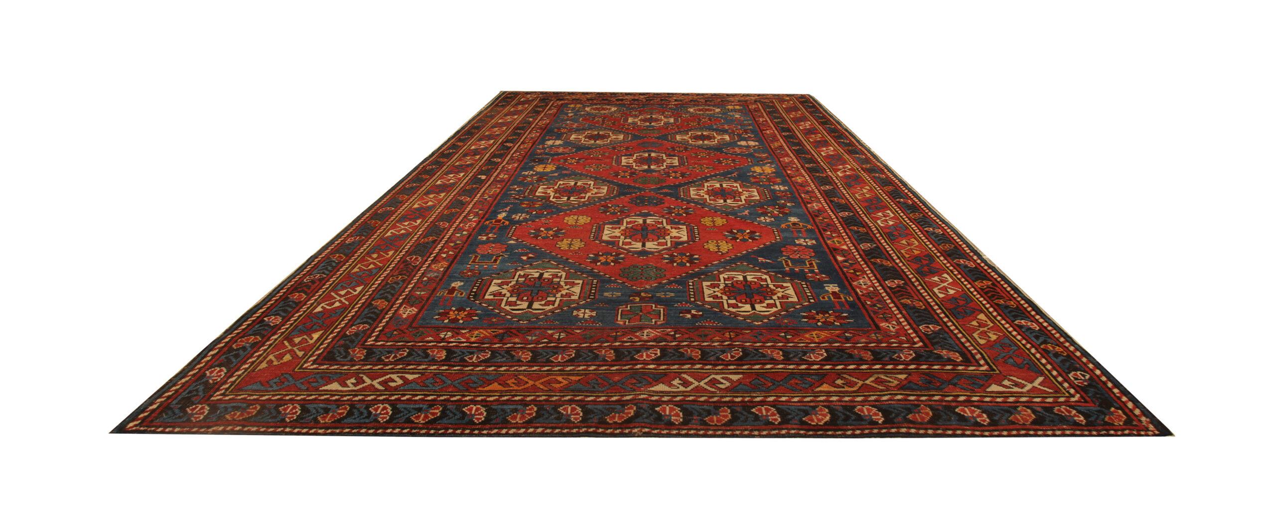 Vegetable Dyed Rare Antique Rug Caucasian Oriental Rug Handmade Carpet from Shirvan Area CHR56 For Sale