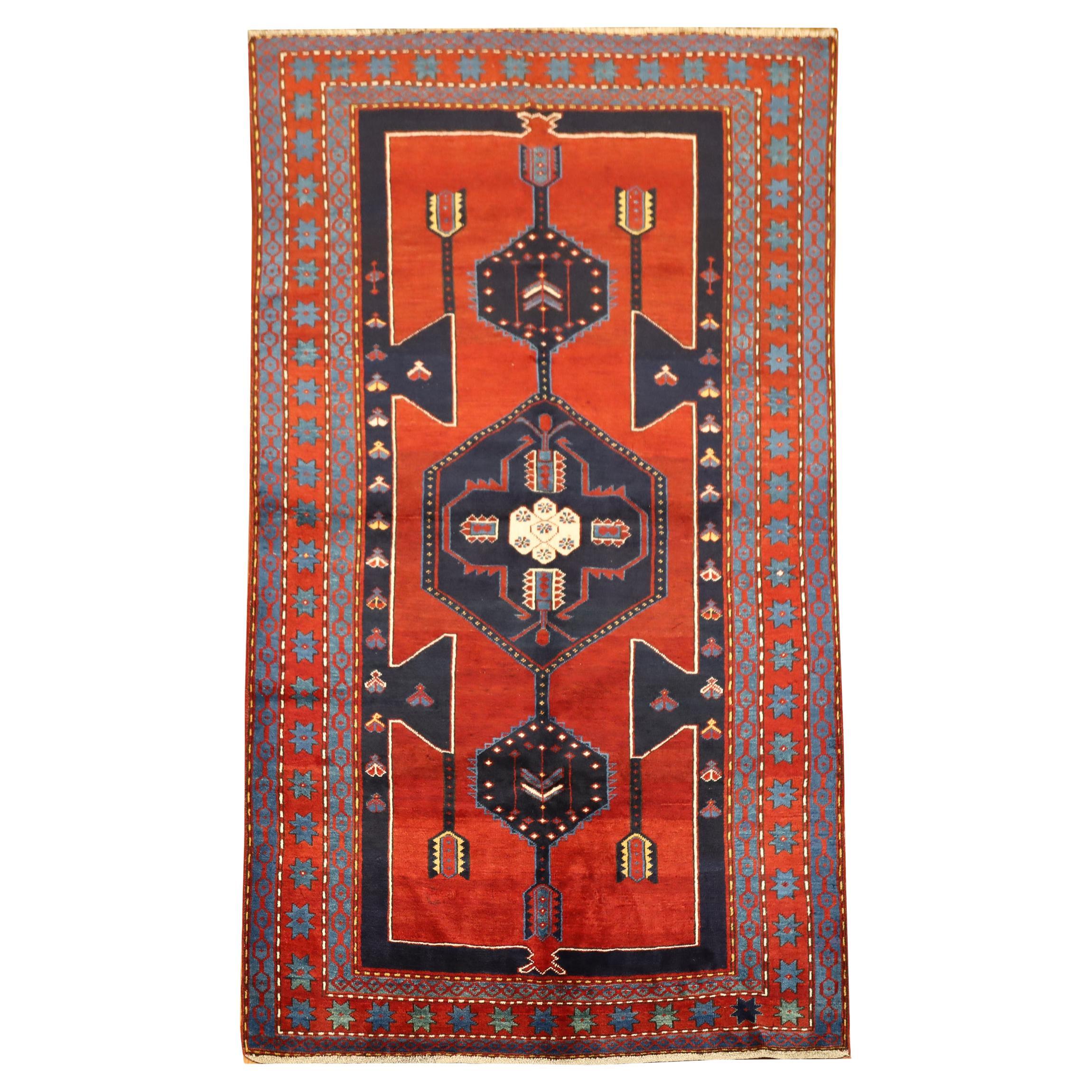 Rare Antique Rug Caucasian Oriental Rug Handmade Carpet from Shirvan Area CHR56