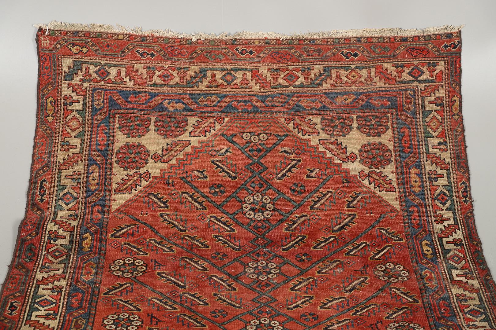 Rare Antique Rug Caucasian Oriental Rug Handmade Carpet Rustic Kurdish Area Rug In Excellent Condition For Sale In Hampshire, GB