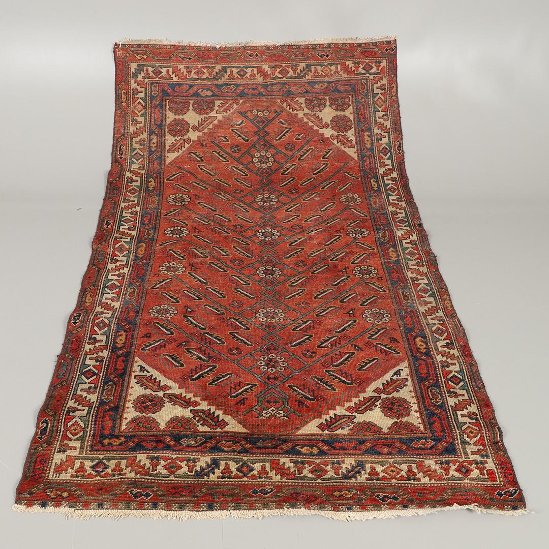 Late 19th Century Rare Antique Rug Caucasian Oriental Rug Handmade Carpet Rustic Kurdish Area Rug For Sale
