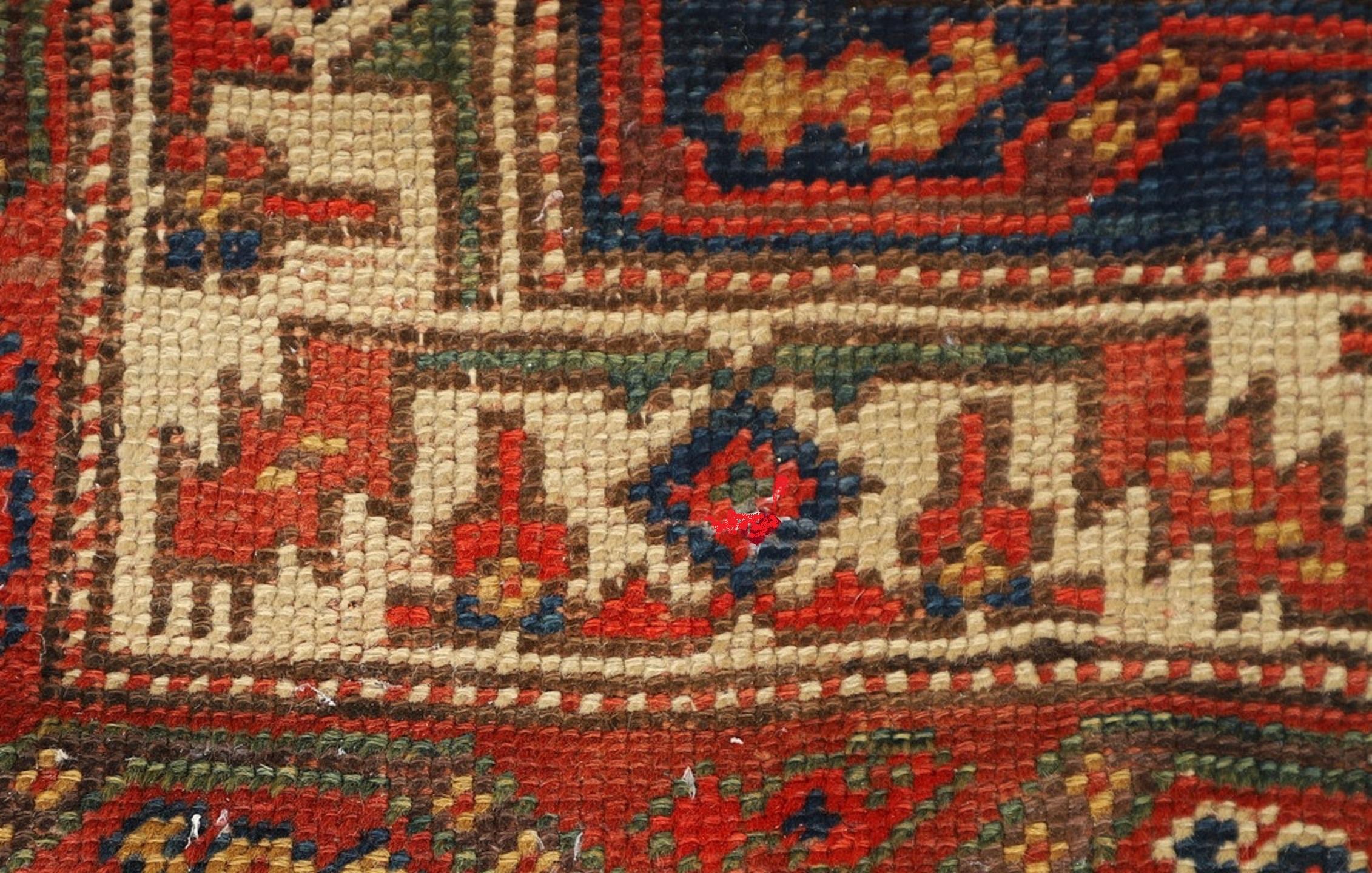 Wool Rare Antique Rug Caucasian Oriental Rug Handmade Carpet Rustic Kurdish Area Rug For Sale