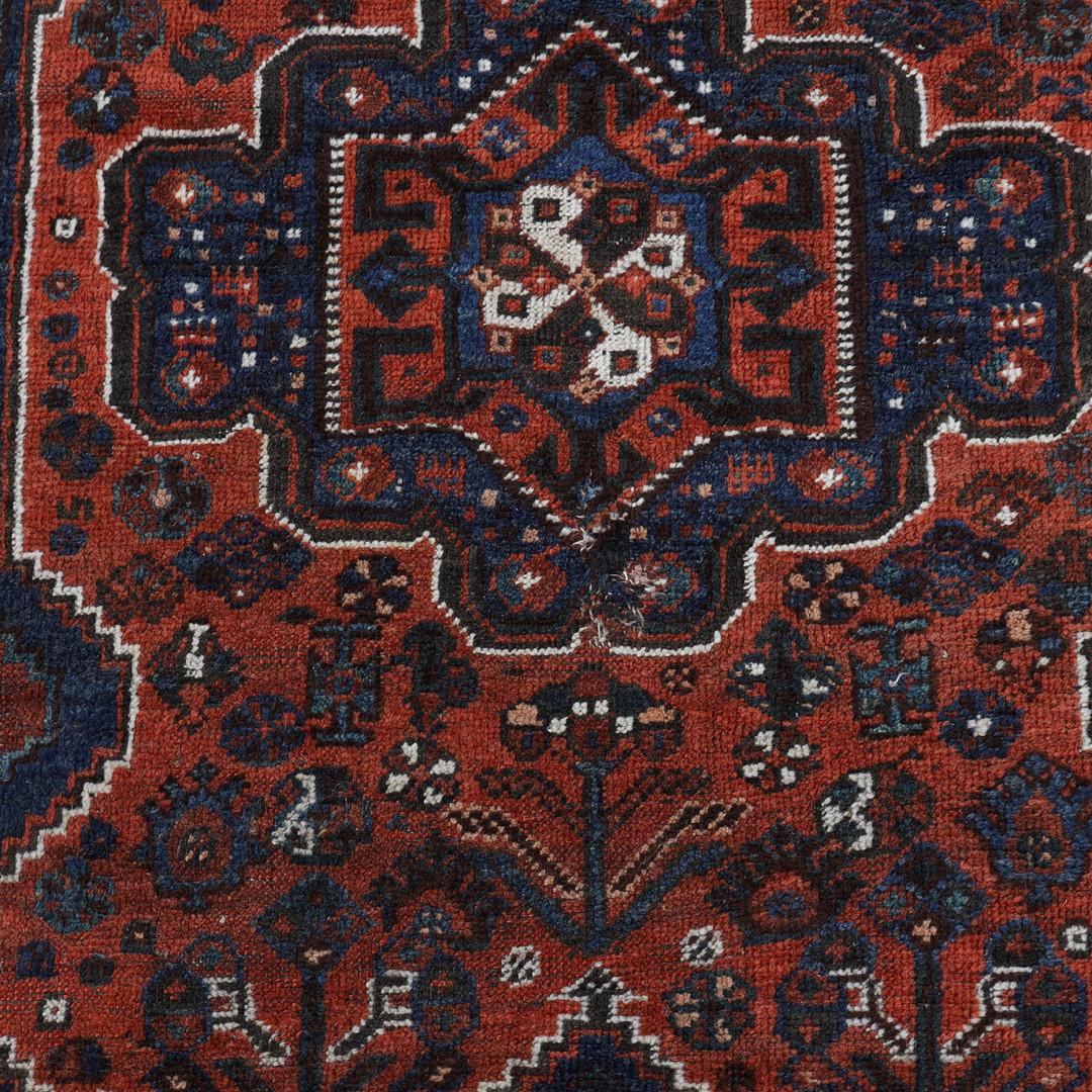 An excellent example of traditional Caucasian carpet rug weaving from the Qashqai region. These all-over-ground design patterned rugs can be the best home decor objects to give warmth to the environment because this woven rug has a great range of